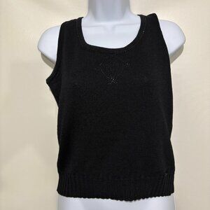 St John Sport by Marie Gray S Black Santana Knit Embellished Tank Top Pullover